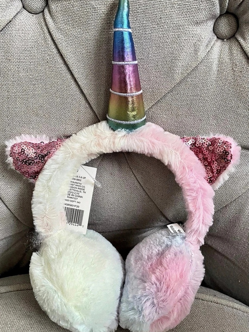 Earmuff Unicorn Earmuffs in Pink & White NWT